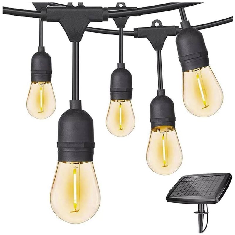 GENERICO - Guirnalda De Luces Solar LED 10 Ampolletas Cálida 10mts