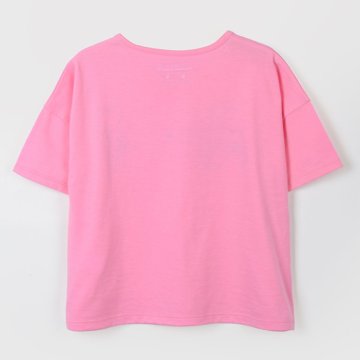 MINECRAFT - Polera Manga Corta Niña Corazones Rosado Minecraft