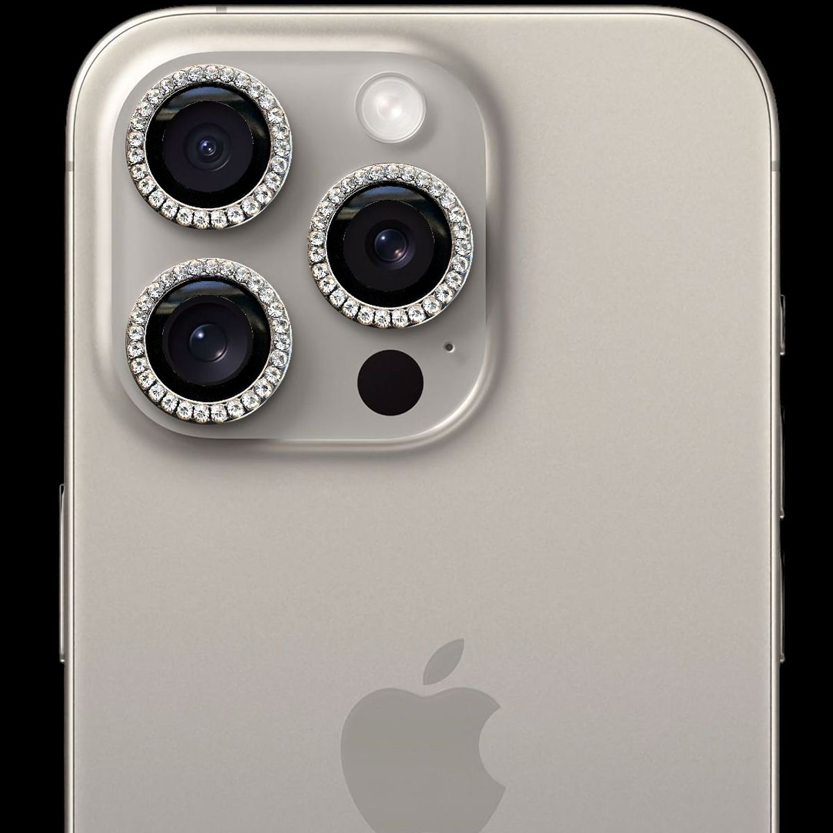 GENERICO - Protector de cámara modelo Diamantes para iPhone 13pro-13promax Negro