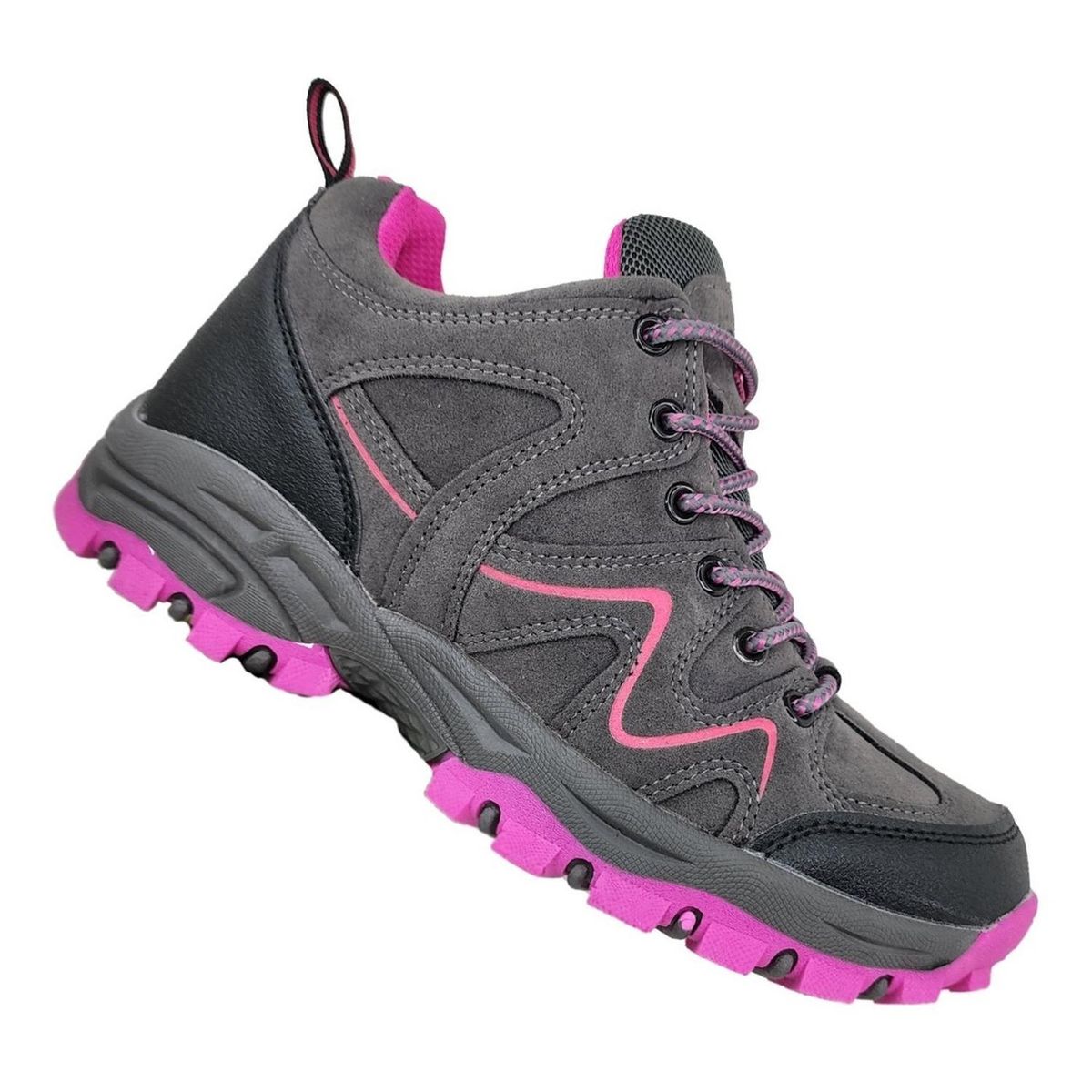 GENERICO - Zapatillas Caña Media Mujer Outdoor Gris Y Rosa - 3134