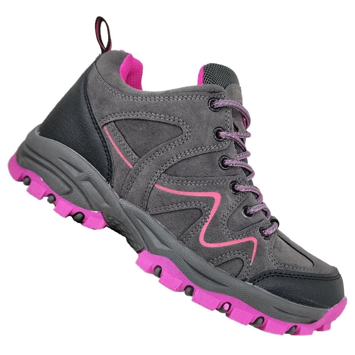 GENERICO - Zapatillas Caña Media Mujer Outdoor Gris Y Rosa - 3134