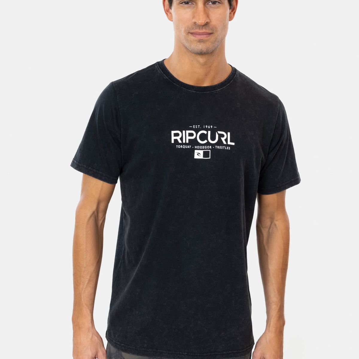 RIP CURL - Polera M/C Coral Wetsuit Mfg Co. Tee Negro Hombre Rip Curl