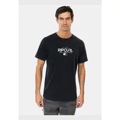 RIP CURL - Polera M/C Coral Wetsuit Mfg Co. Tee Negro Hombre