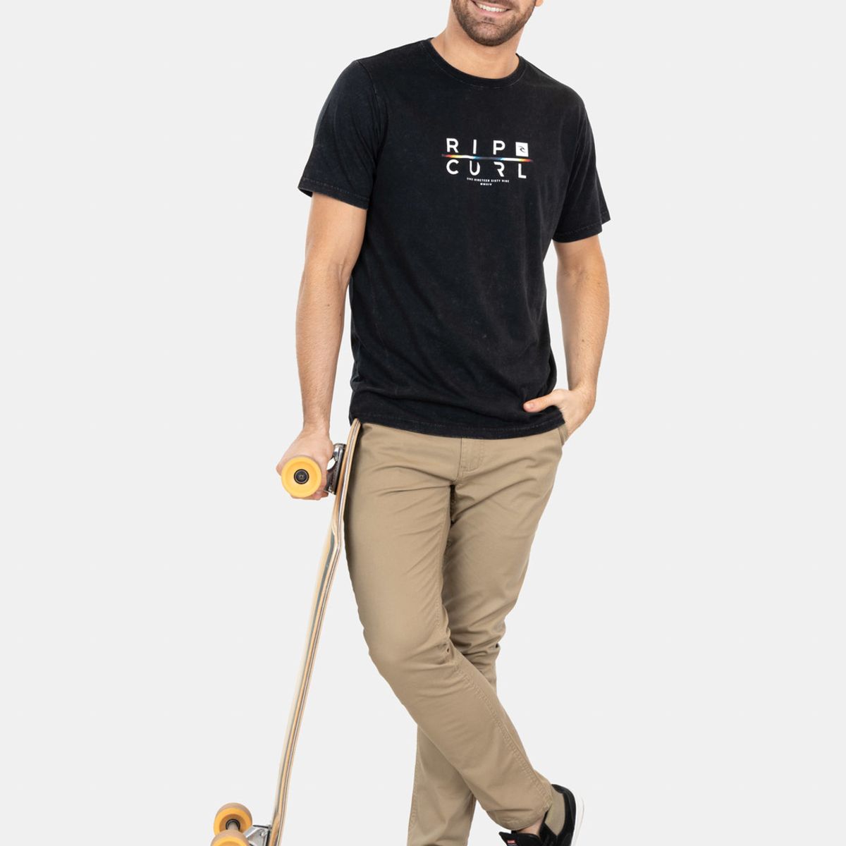 RIP CURL - Polera M/C  Mid Rc Mx Tee Negro Hombre Rip Curl