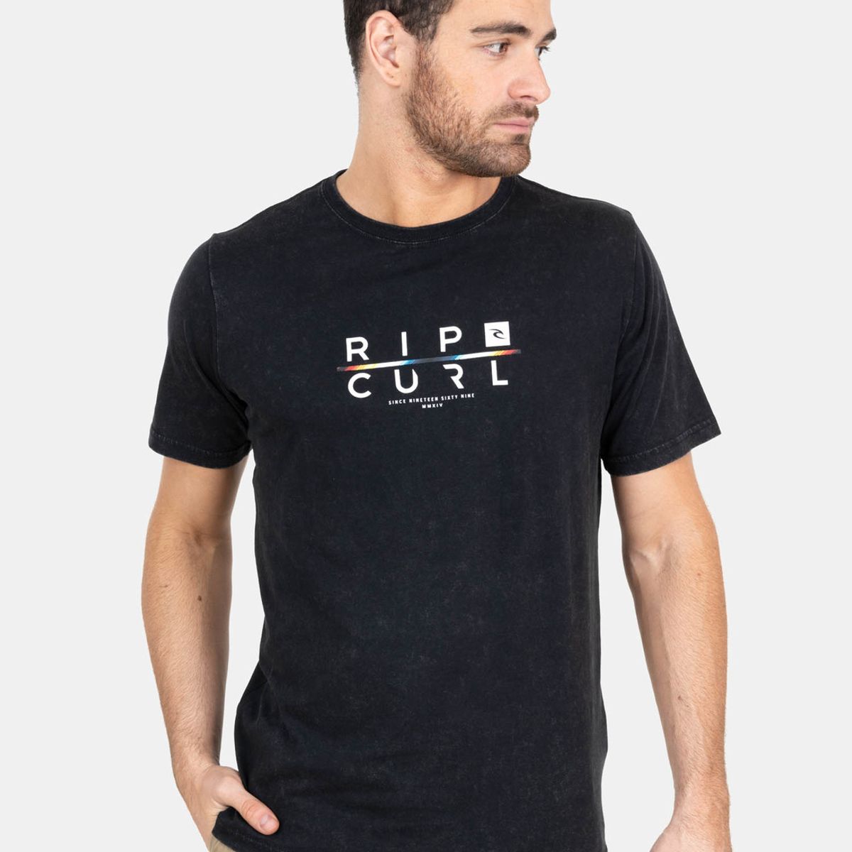 RIP CURL - Polera M/C  Mid Rc Mx Tee Negro Hombre Rip Curl