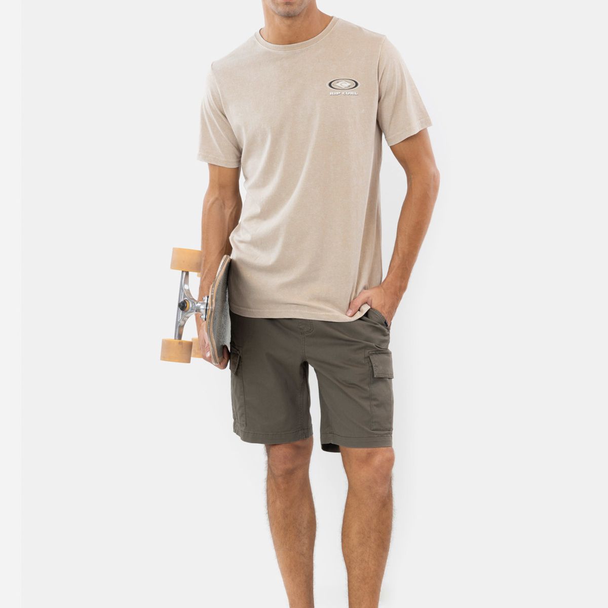 RIP CURL - Polera M/C Wave Old Rc Oval Tee Café Hombre Rip Curl