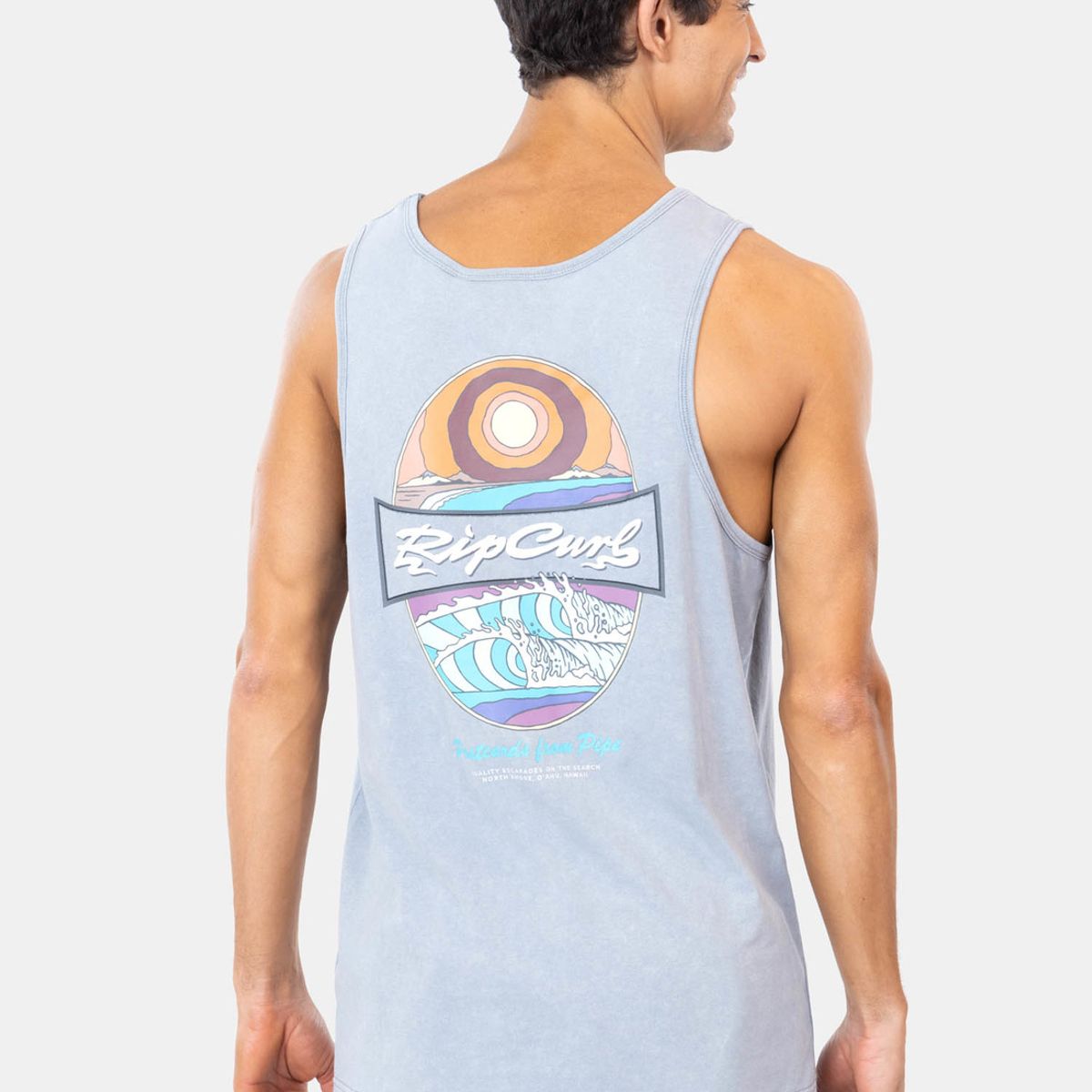 RIP CURL - Polera SM Post Card From Pipe Gris Hombre Rip Curl