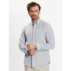 CALVIN KLEIN - Camisa Linen Cotton Regular Azul