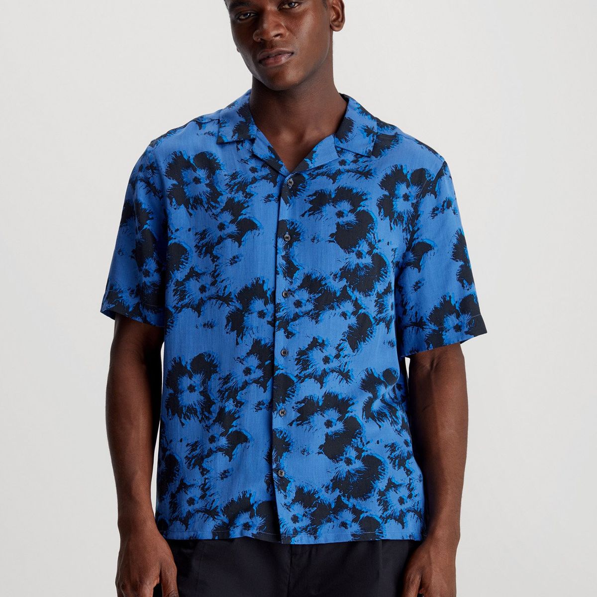 CALVIN KLEIN - Camisa Mujer Viscose Flower Azul Calvin Klein