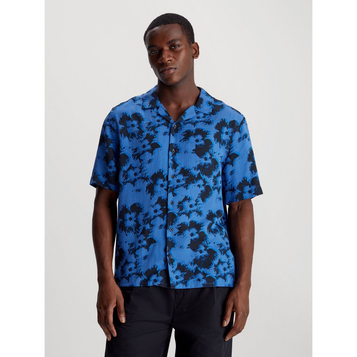 CALVIN KLEIN - Camisa Mujer Viscose Flower Azul Calvin Klein