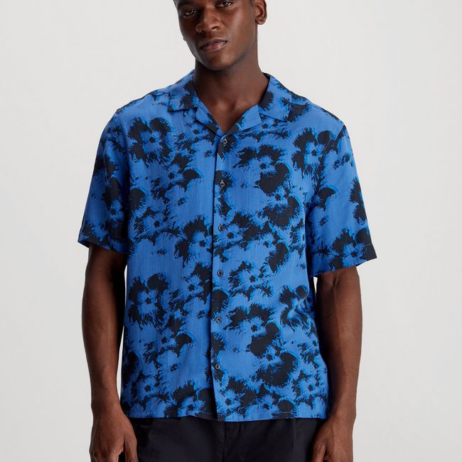 CALVIN KLEIN - Camisa Mujer Viscose Flower Azul Calvin Klein