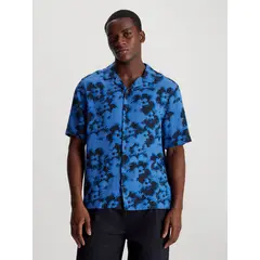 CALVIN KLEIN - Camisa Viscose Flower Azul