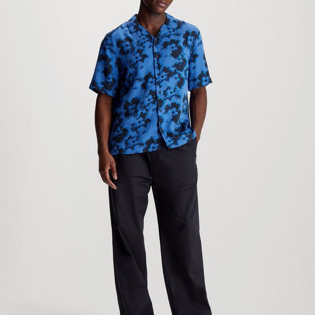 CALVIN KLEIN - Camisa Mujer Viscose Flower Azul Calvin Klein