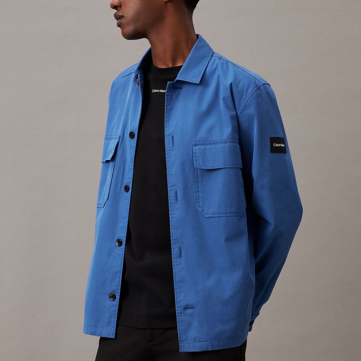 CALVIN KLEIN - Camisa Cotton Nylon Overshirt Azul Calvin Klein C41