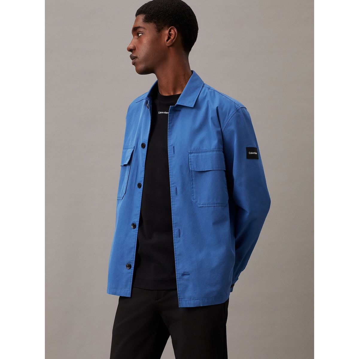 CALVIN KLEIN - Camisa Cotton Nylon Overshirt Azul Calvin Klein C41