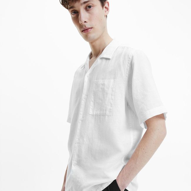 CALVIN KLEIN - Camisa Linen Cotton Cuban Blanco Calvin Klein