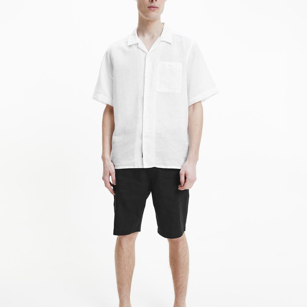 CALVIN KLEIN - Camisa Linen Cotton Cuban Blanco Calvin Klein