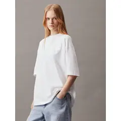 CALVIN KLEIN - Polera Warp Logo Boyfriend Blanco