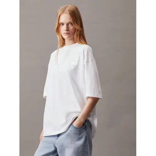 CALVIN KLEIN - Polera Warp Logo Boyfriend Blanco