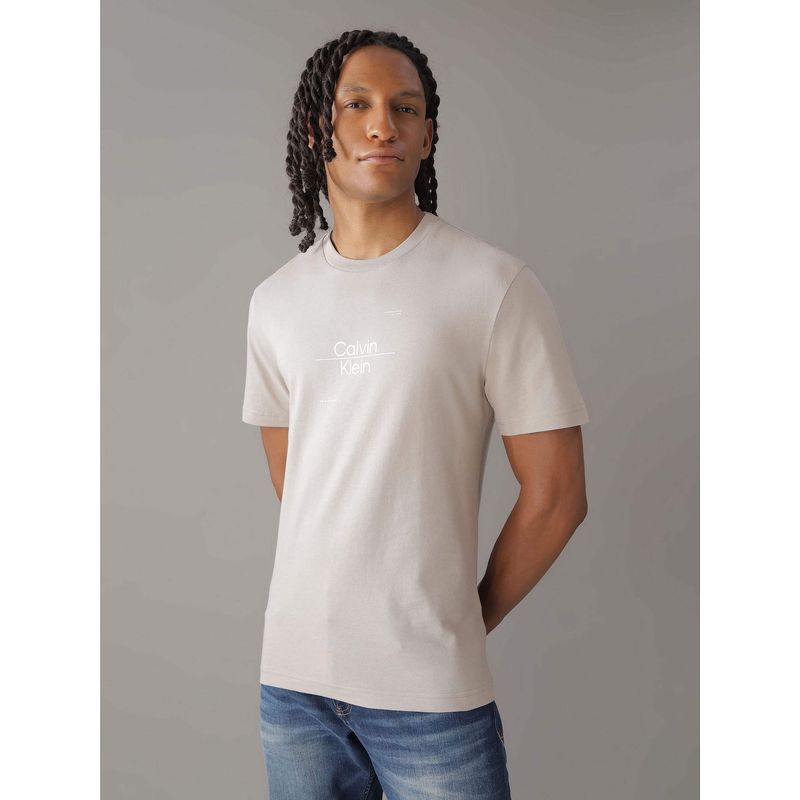 CALVIN KLEIN - Polera Optic Line Logo Beige Calvin Klein