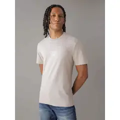 CALVIN KLEIN - Polera Optic Line Logo Beige