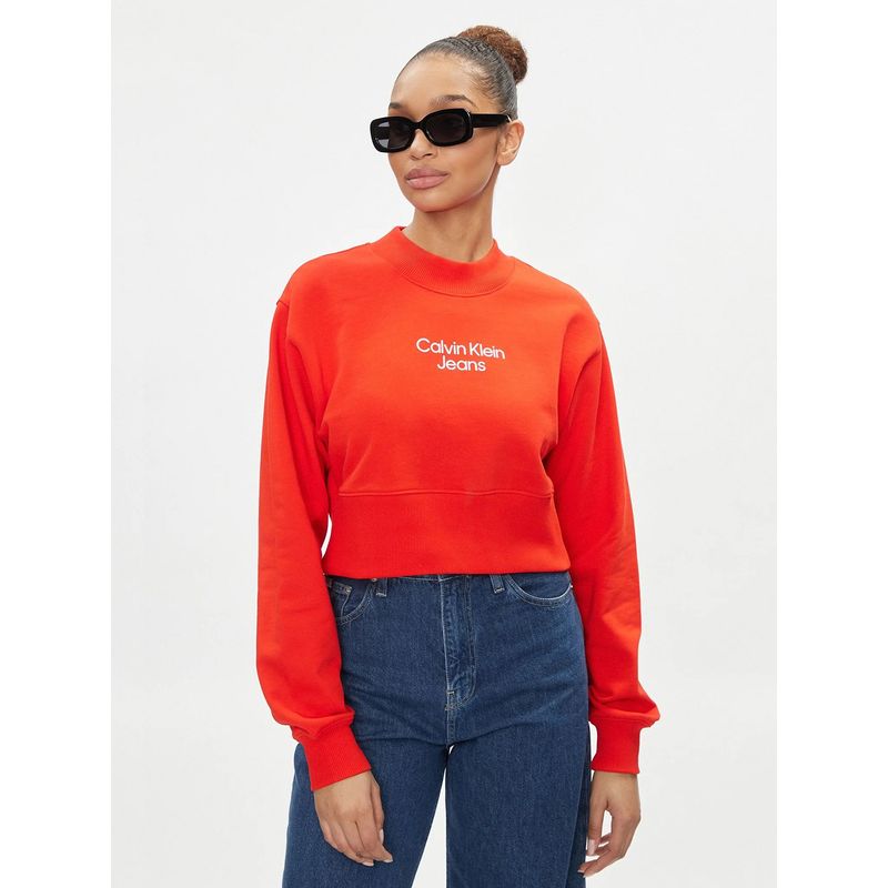 CALVIN KLEIN - Polerón Stacked Institutional Crewneck Rojo Calvin Klein