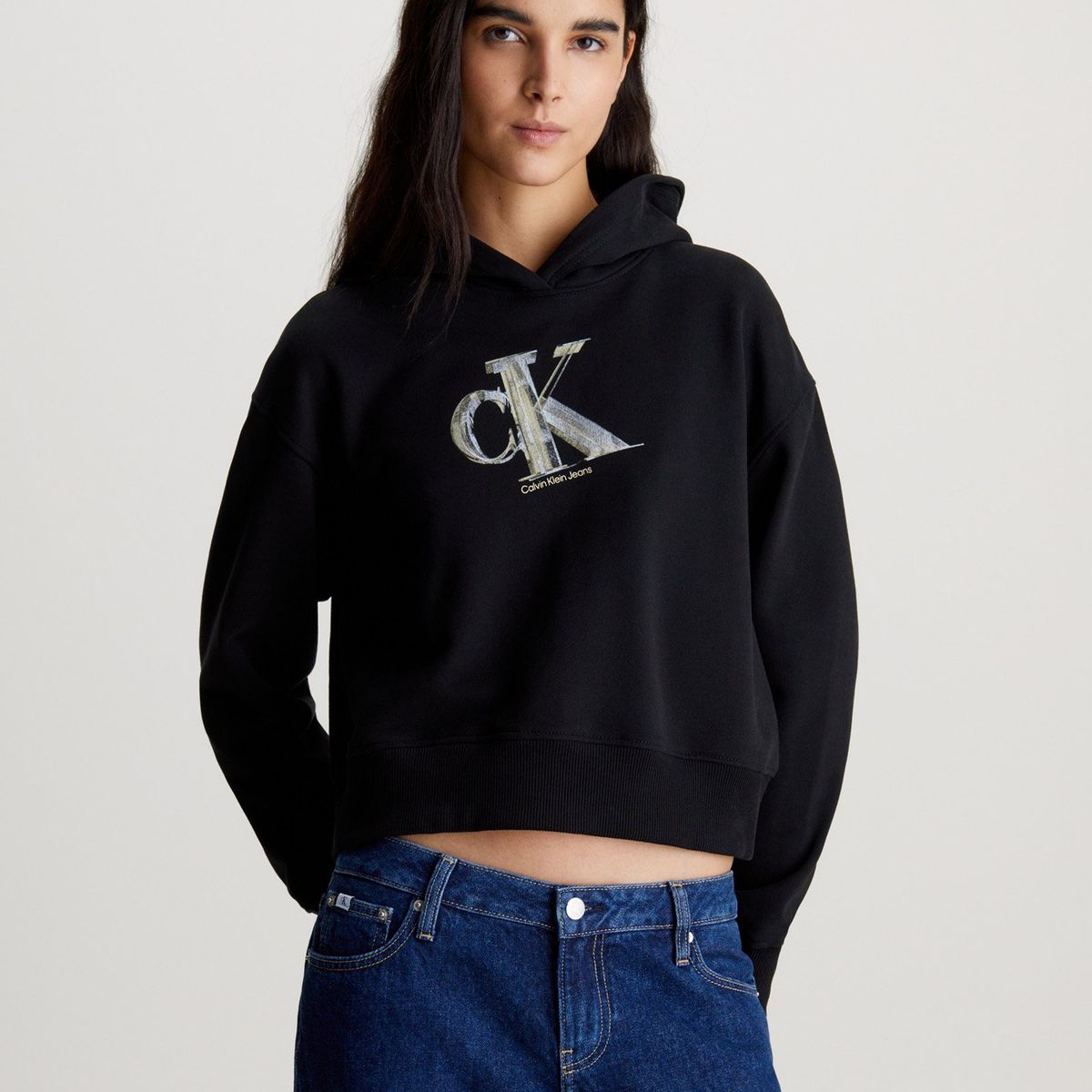 CALVIN KLEIN - Polerón con Gorro Meta Ck Negro Calvin Klein