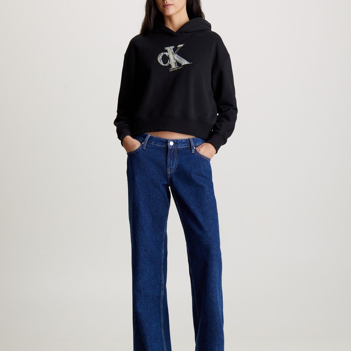 CALVIN KLEIN - Polerón con Gorro Meta Ck Negro Calvin Klein