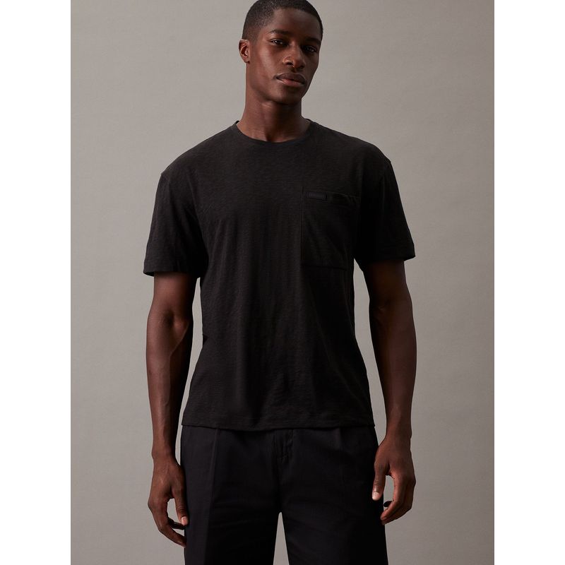 CALVIN KLEIN - Polera Lightweight Slub Pocket Negro Calvin Klein