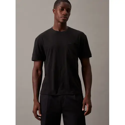 CALVIN KLEIN - Polera Lightweight Slub Pocket Negro