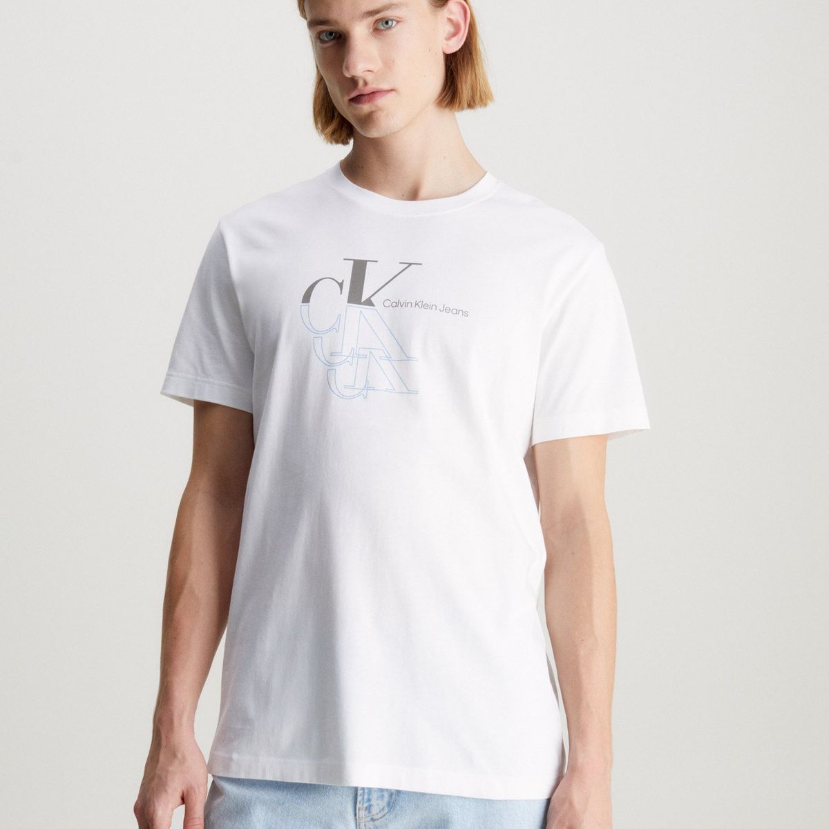 CALVIN KLEIN - Polera Monogram Echo Graphic Blanco Calvin Klein