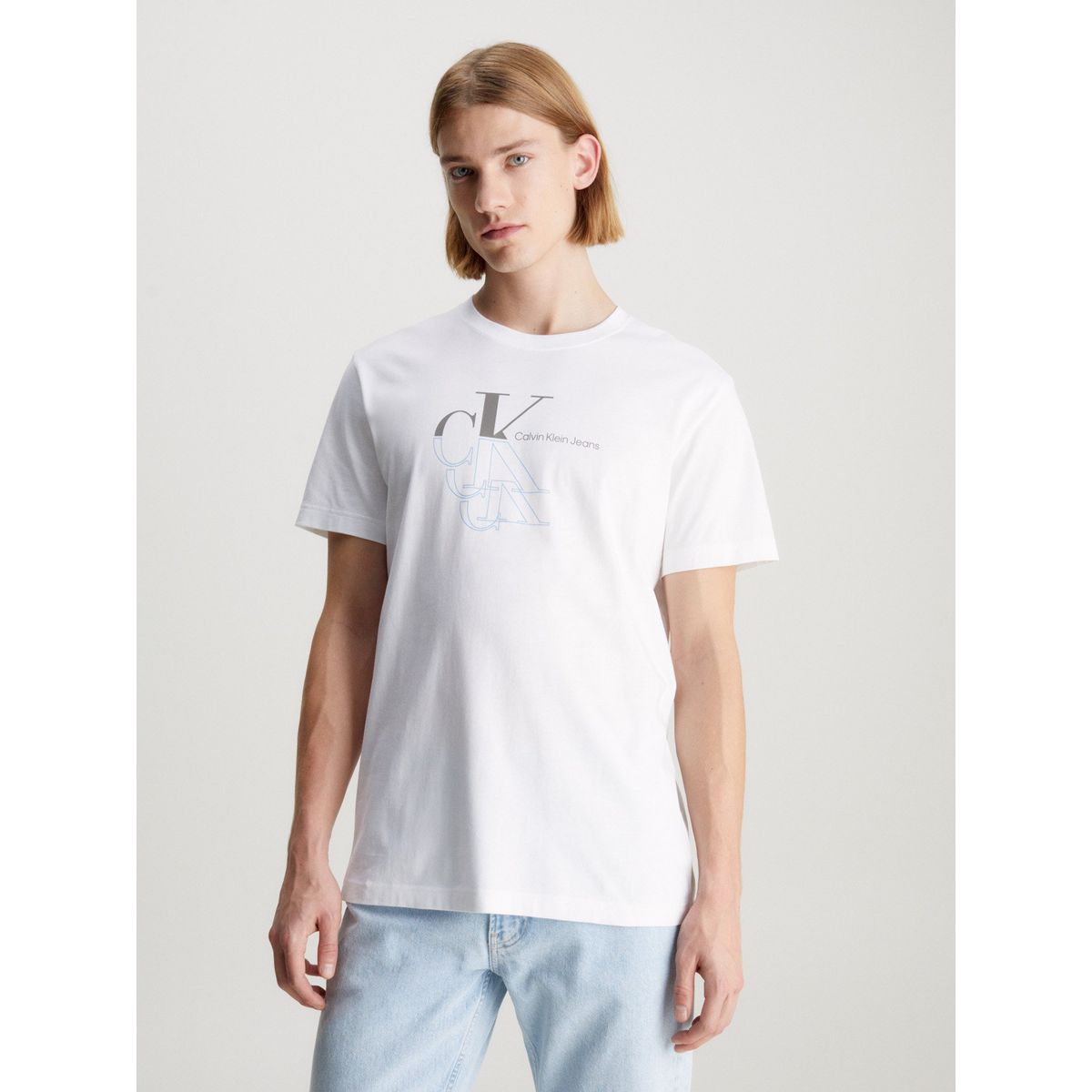 CALVIN KLEIN - Polera Monogram Echo Graphic Blanco Calvin Klein