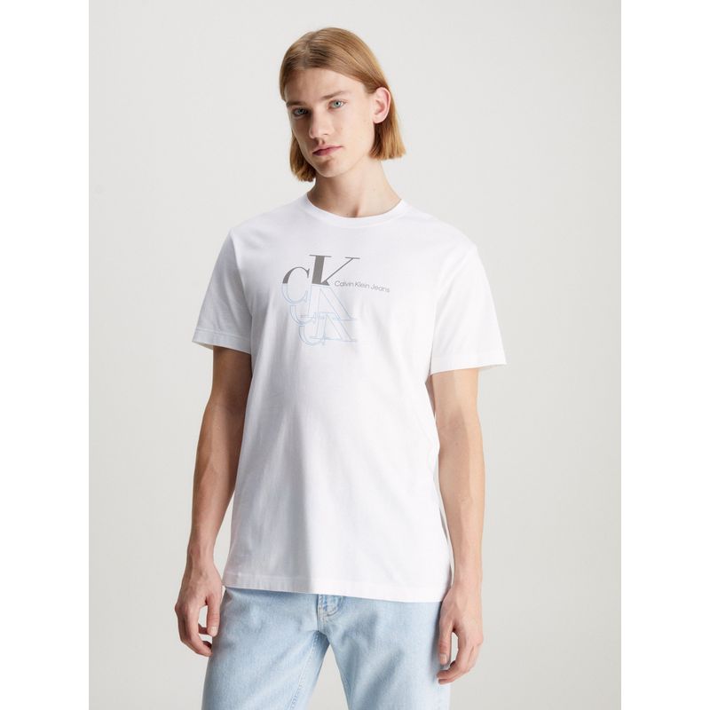 CALVIN KLEIN - Polera Monogram Echo Graphic Blanco Calvin Klein