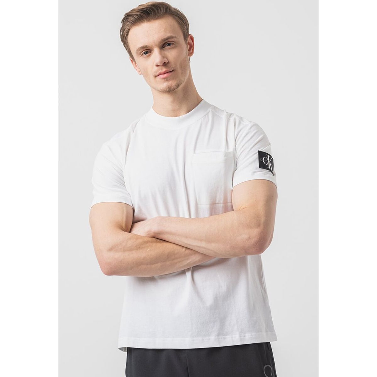 CALVIN KLEIN - Polera Mix Media Blanco Calvin Klein