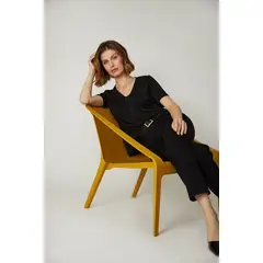 MA GRIFFE - Polera Manga Corta Negro Mujer Magriffe