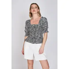 ECLIPSE - Blusa Fruncida Magnolia Blanco