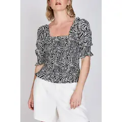 ECLIPSE - Blusa Fruncida Magnolia Blanco