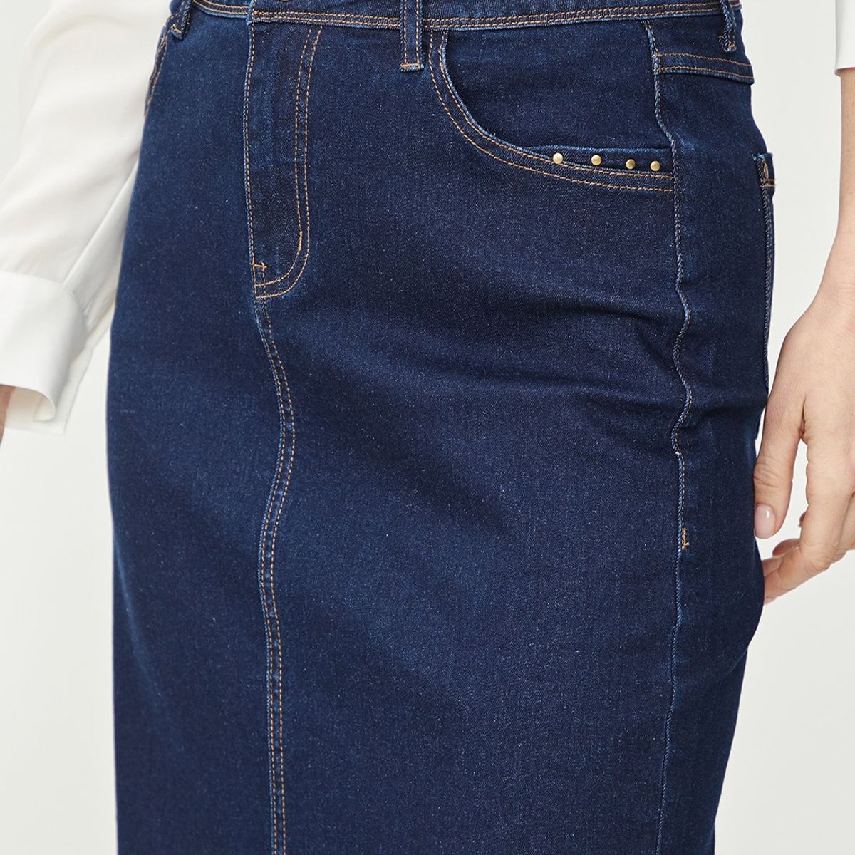 MA GRIFFE - Falda Larga Azul Marino Mujer Magriffe