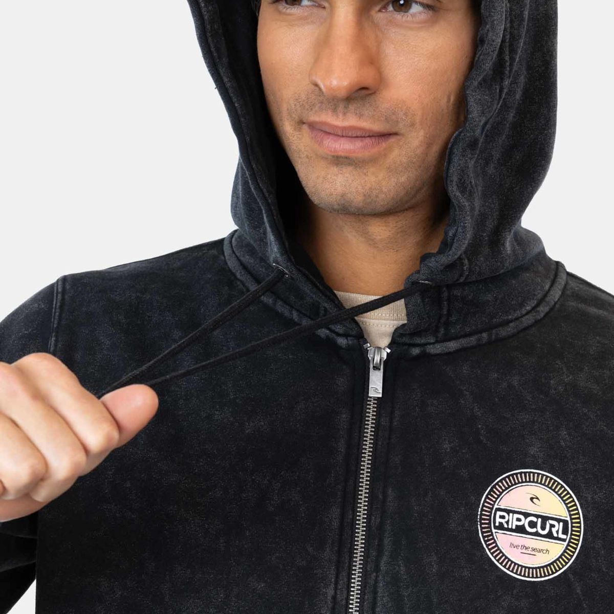 RIP CURL - Poleron FZ Lts Clock Negro Hombre Rip Curl