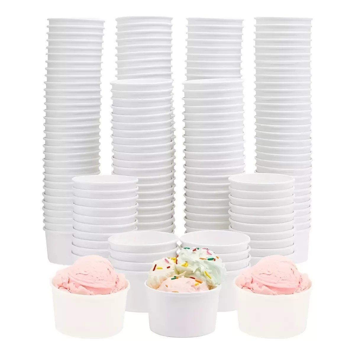 Pasteleria - 50 Vasos Polipapel Helado Vasos Desechables Pote Helado 4oz