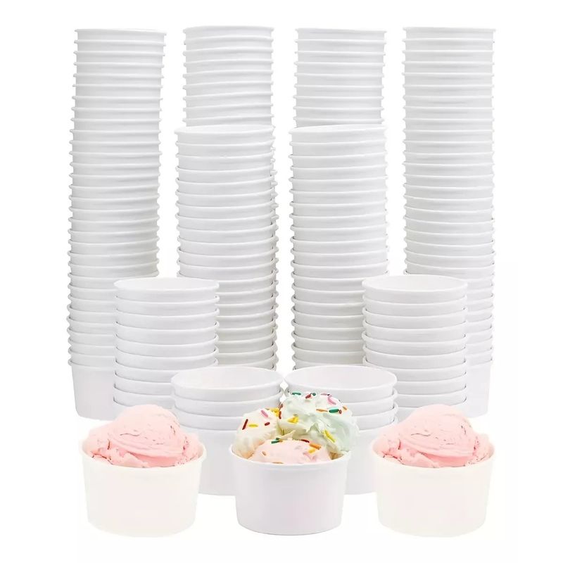 Pasteleria - 50 Vasos Polipapel Helado Vasos Desechables Pote Helado 4oz