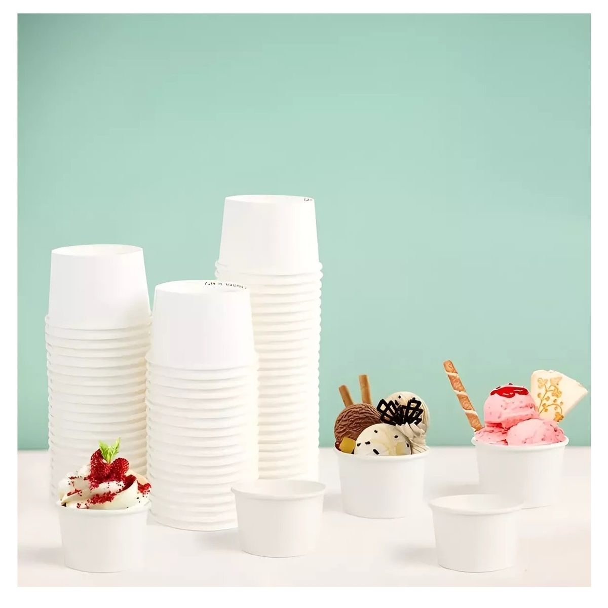 Pasteleria - 50 Vasos Polipapel Helado Vasos Desechables Pote Helado 4oz