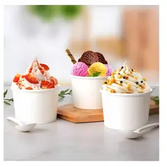 Pasteleria - 50 Vasos Polipapel Pote Helado Vasos Helado Desechables 16oz