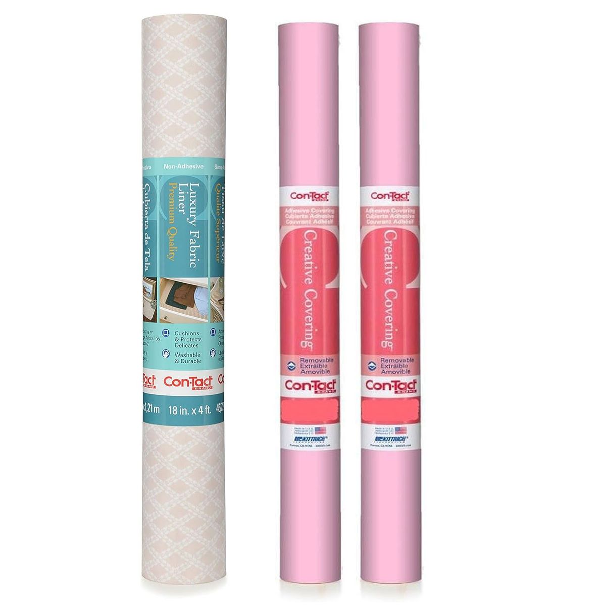 CONTACT - Pack Revestimiento acolchado Savoire y 2 rollos papel adhesivo rosado