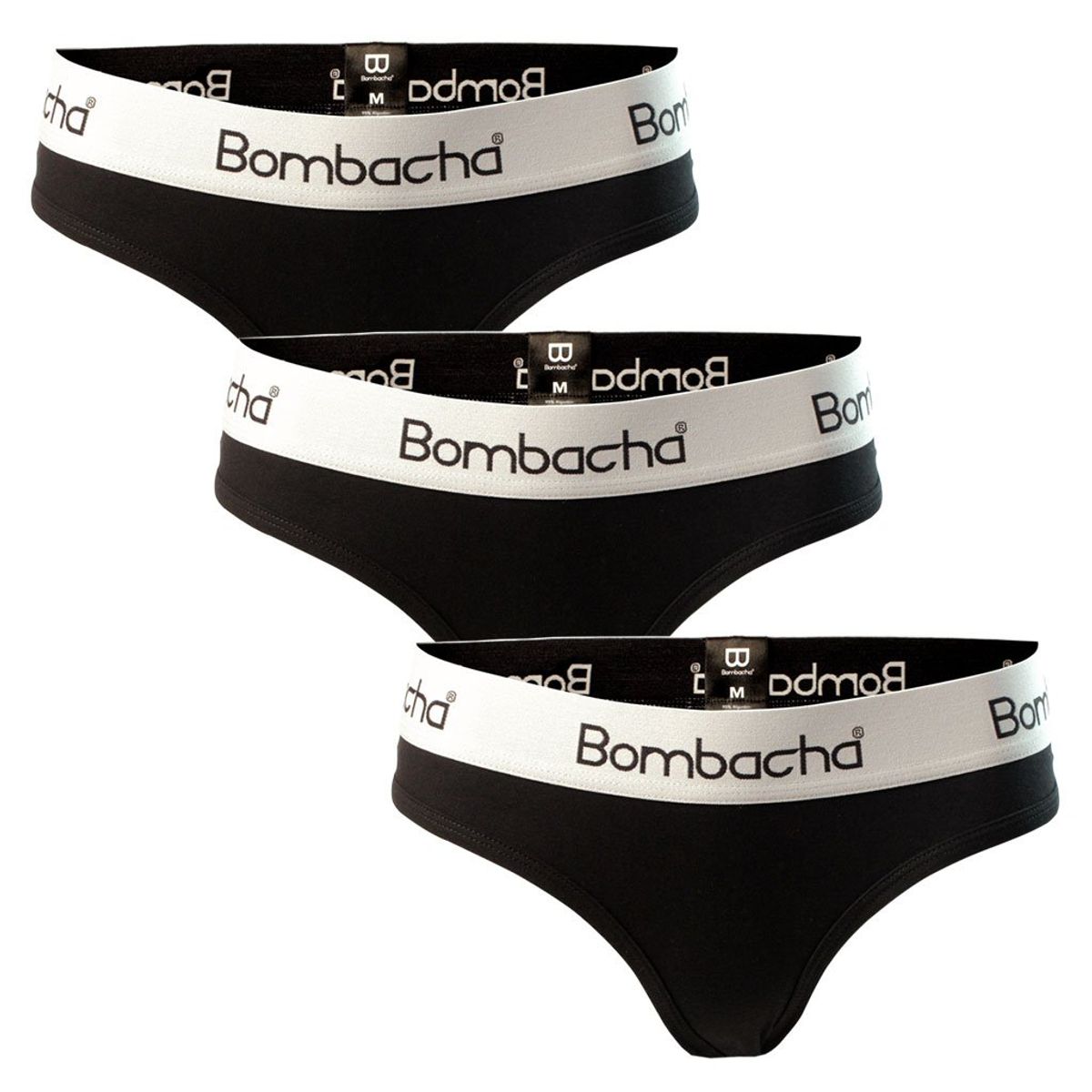 BOMBACHA - 3 pack Calzón bikini negro algodón.-