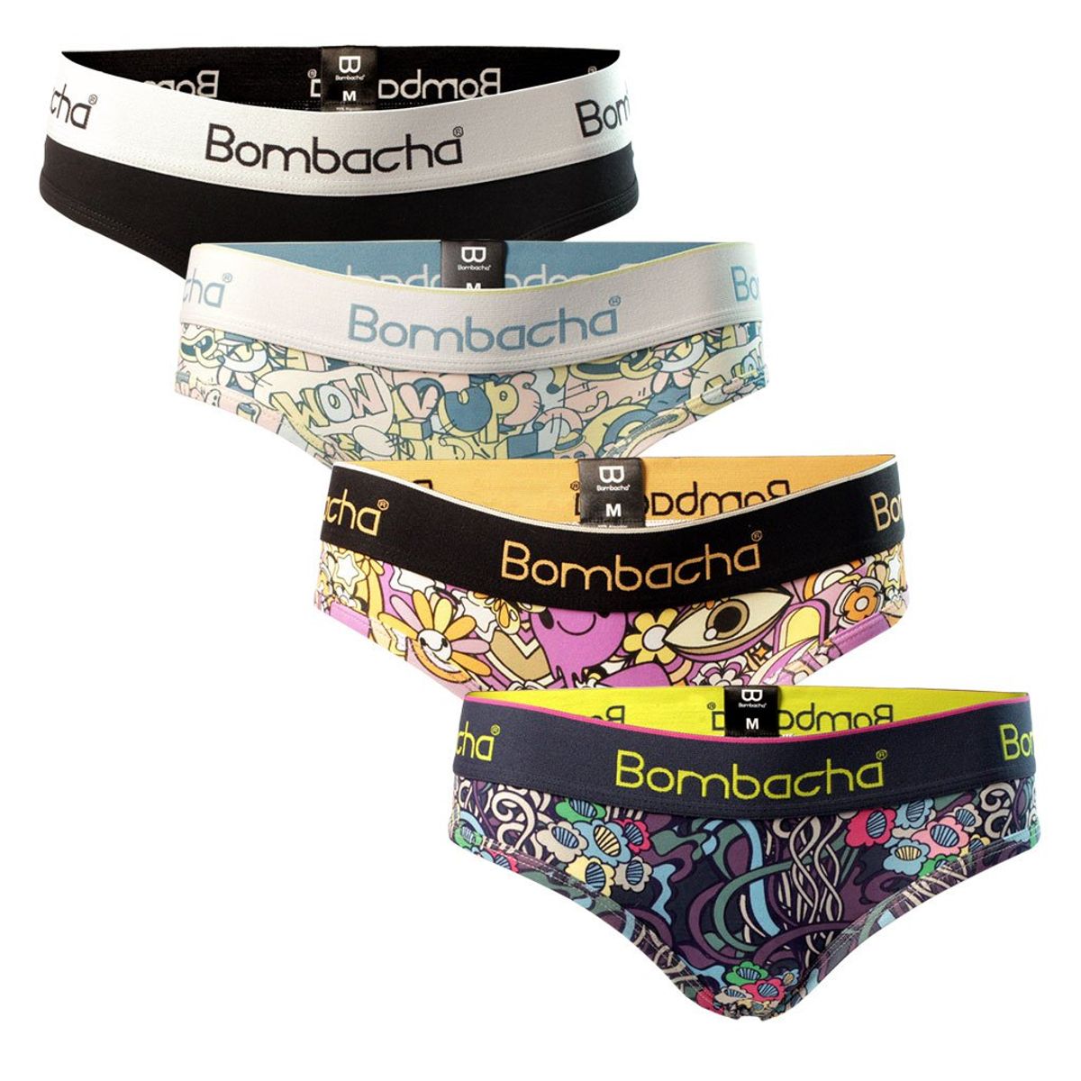 BOMBACHA - 4 pack Calzón Bikini diseños algodón