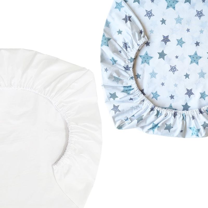 GENERICO - Set de 2 Sábanas Bajeras para Colecho Estrellas Verde Nórdico