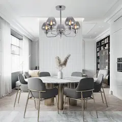 LAMPARASHOME - Lámpara De Techo Colgante Iluminación Moderna 5 Luz E27 Cromo