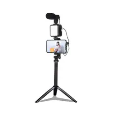 GENERICO - Soporte Para Celular Palo Selfie Tripode Microfono Luz Led
