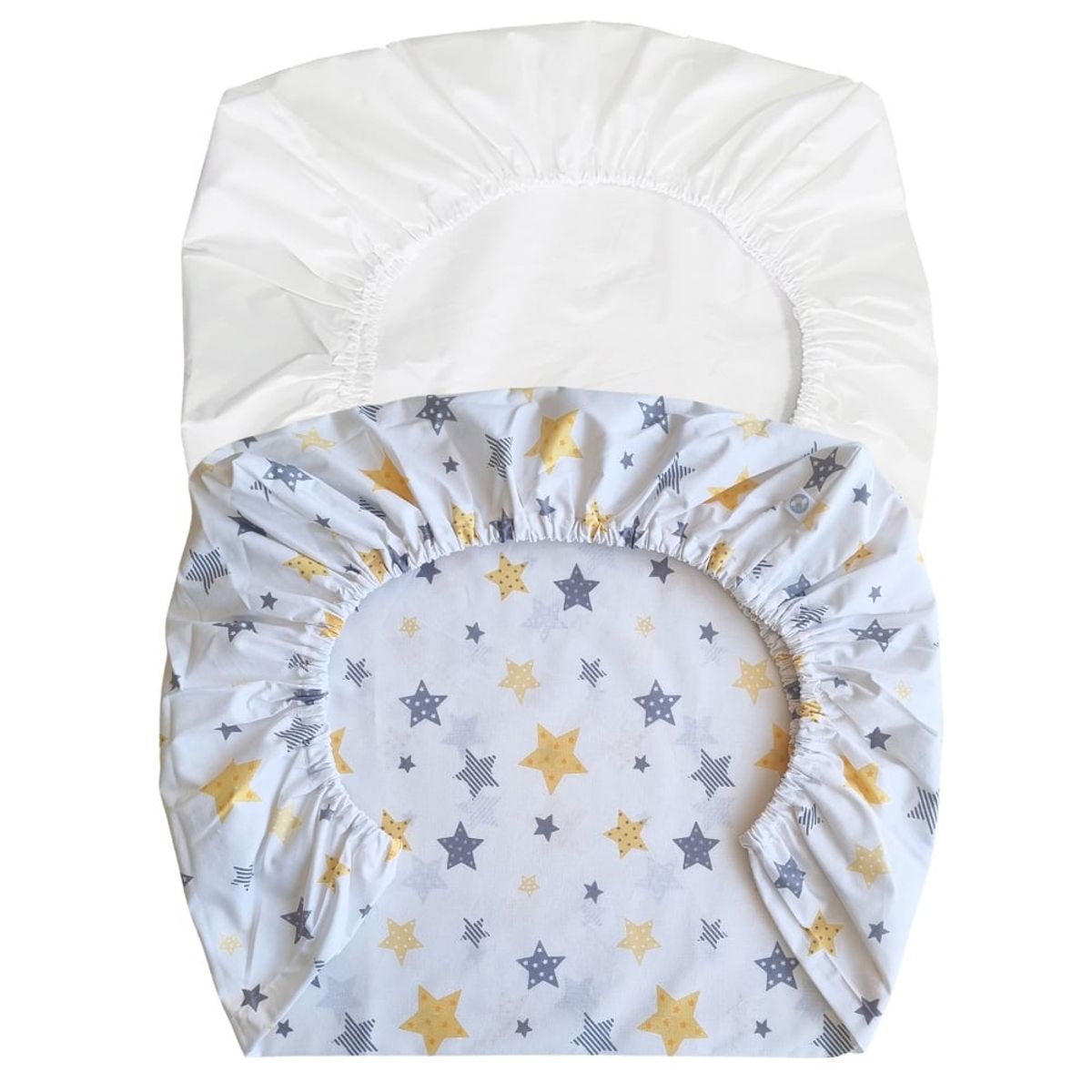 GENERICO - Set de 2 Sábanas Bajeras para Cuna Pack and Play Estrellas Amarillas